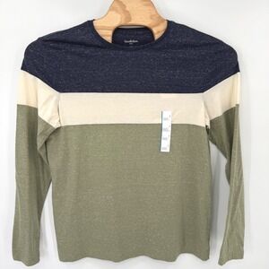 Goodfellow & Co Long Sleeve T-Shirt Mens L Green Colorblock Heathered Tee
